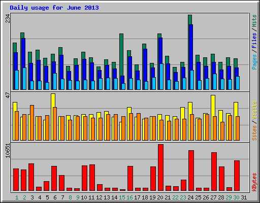 Daily usage for June 2013