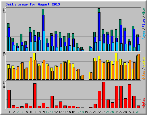 Daily usage for August 2013