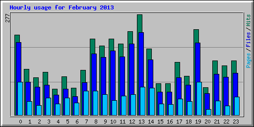 Hourly usage for February 2013